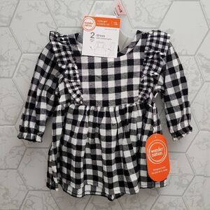 Nwt Baby Girl Christmas Holiday Plaid Dress with tight Outfit, Size 0-3